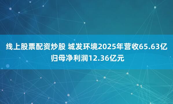 线上股票配资炒股 城发环境2025年营收65.63亿 归母净利润12.36亿元