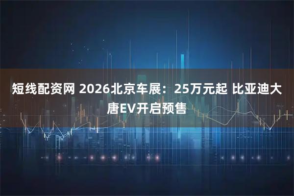 短线配资网 2026北京车展：25万元起 比亚迪大唐EV开启预售
